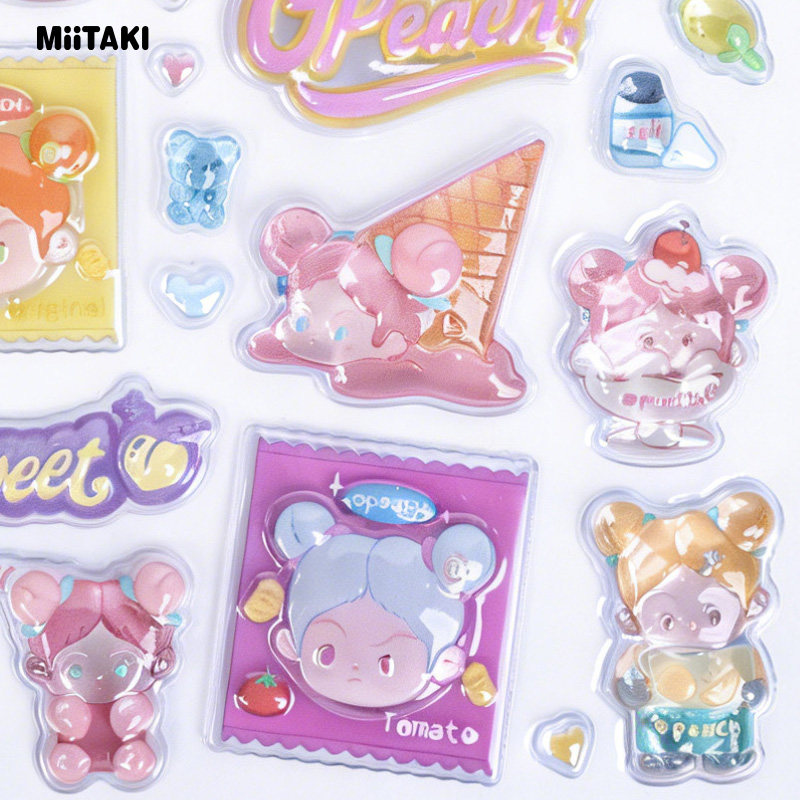一只桃萌系卡通贴纸透明贴纸立体浮雕贴可爱手机壳箱包小贴纸,模玩/动漫/周边/娃圈三坑/桌游,谷美,淘宝优惠券,粉丝福利购,淘宝优惠卷