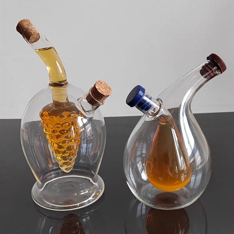 酱油醋一体壶油壶双层玻璃两用调味瓶二合一创意油瓶鸡尾酒瓶油瓶