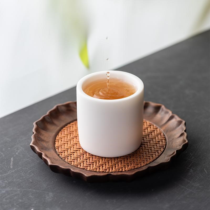 白里挑壹羊脂玉瓷扳指杯茶杯主人杯白瓷压手杯单人品茗杯陶瓷茶具
