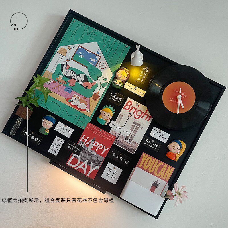 yopo温馨复古文艺创意电表箱覆盖遮挡装饰diy多功能留言板感应灯