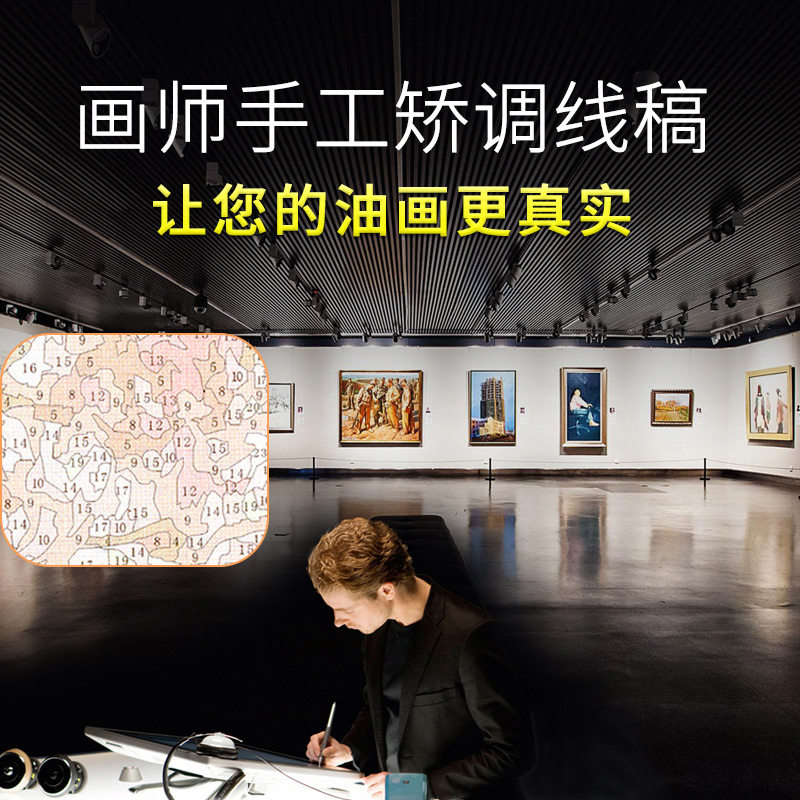 数字油画diy填充填色油彩画大幅手绘客厅中式风景装饰画 江南水乡