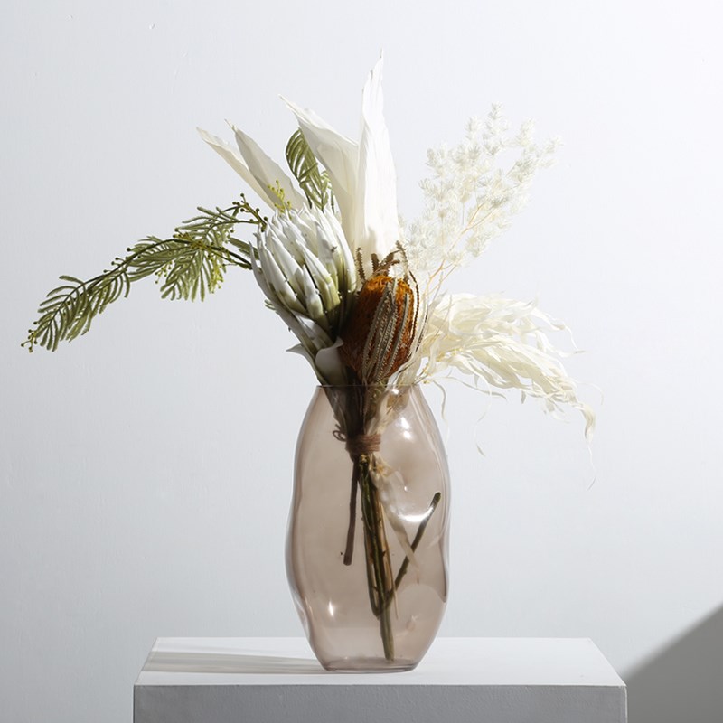 现代粉件玻璃花干摆色客厅插花瓶花仿真花装饰餐桌玄关样板间软装