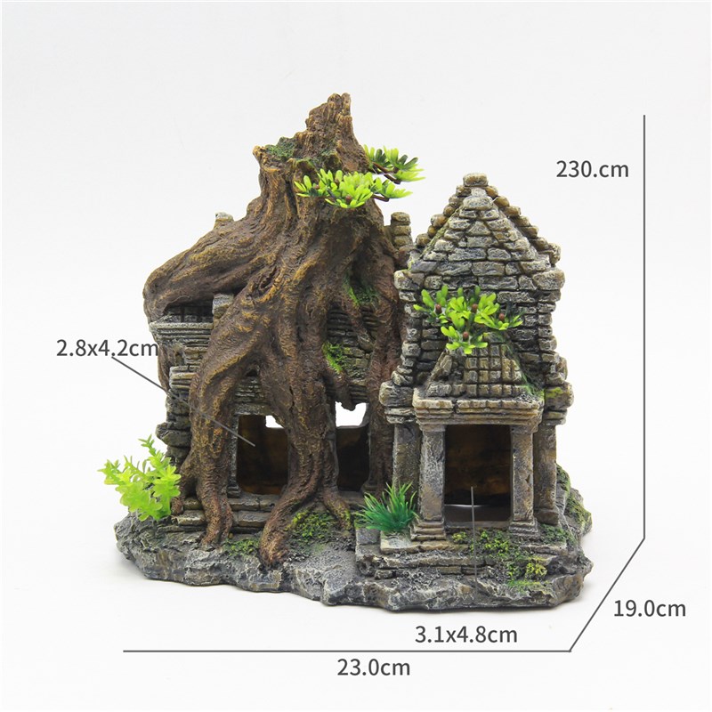 造鱼缸金景观赏景观装饰品树脂植避屋生态工艺摆件城堡绿躲畅销