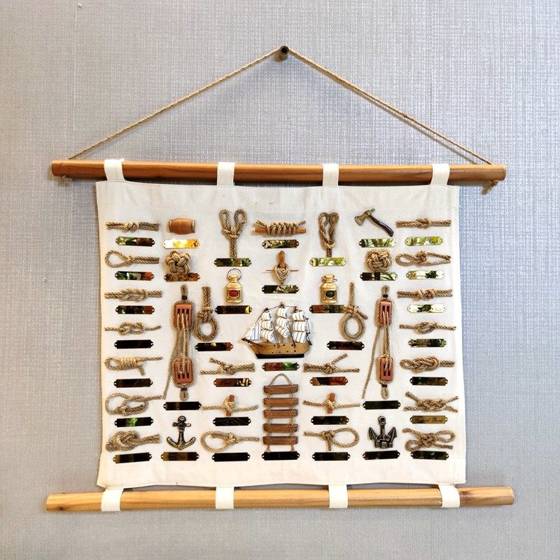 海军麻绳水手结立体壁饰帆布挂画布画电表箱档帆船壁画布挂墙饰品