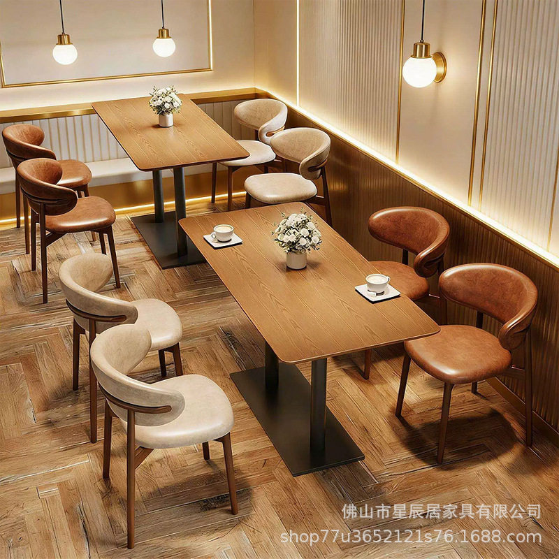 咖啡厅奶茶店桌椅组合茶楼西餐厅酒吧藤编实木商用座椅卡座沙发