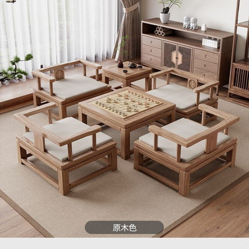 新中式实木加粗加厚打坐禅椅太师椅榆木办公客厅盘腿茶室卧室主人
