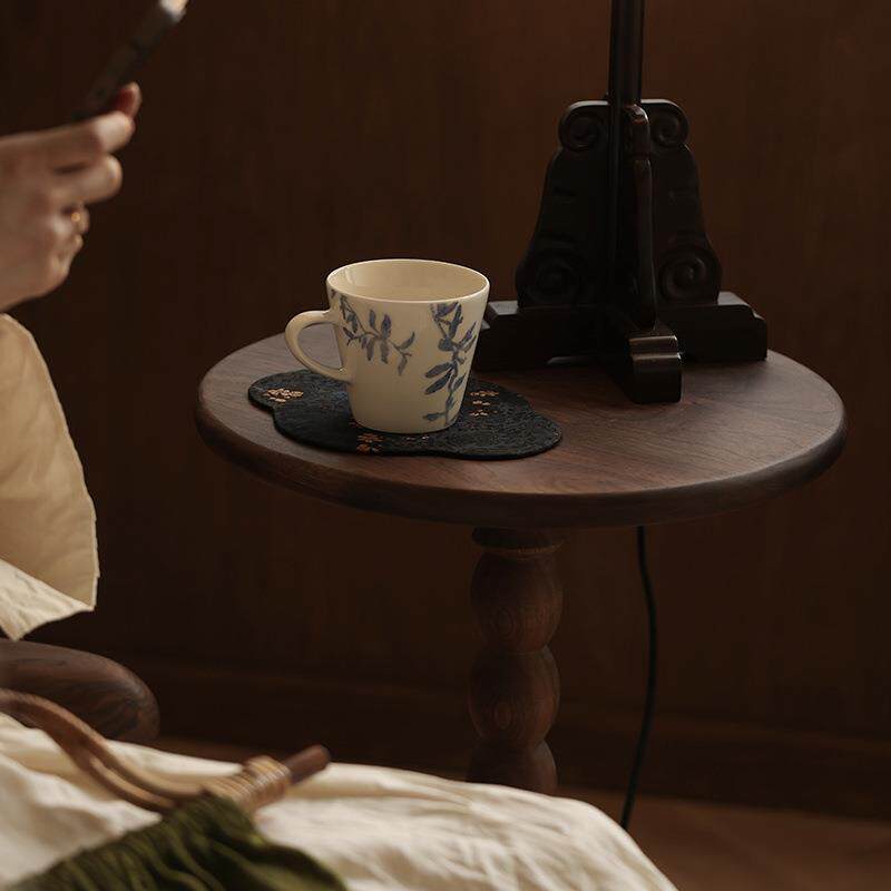 实木复古美式沙发茶几几角客厅床头阳台休闲家用桌子圆桌家居一体