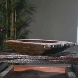 紫砂花盆柴烧仿古陶瓷盆景盆船形异形无孔水培植物桌面户外室外