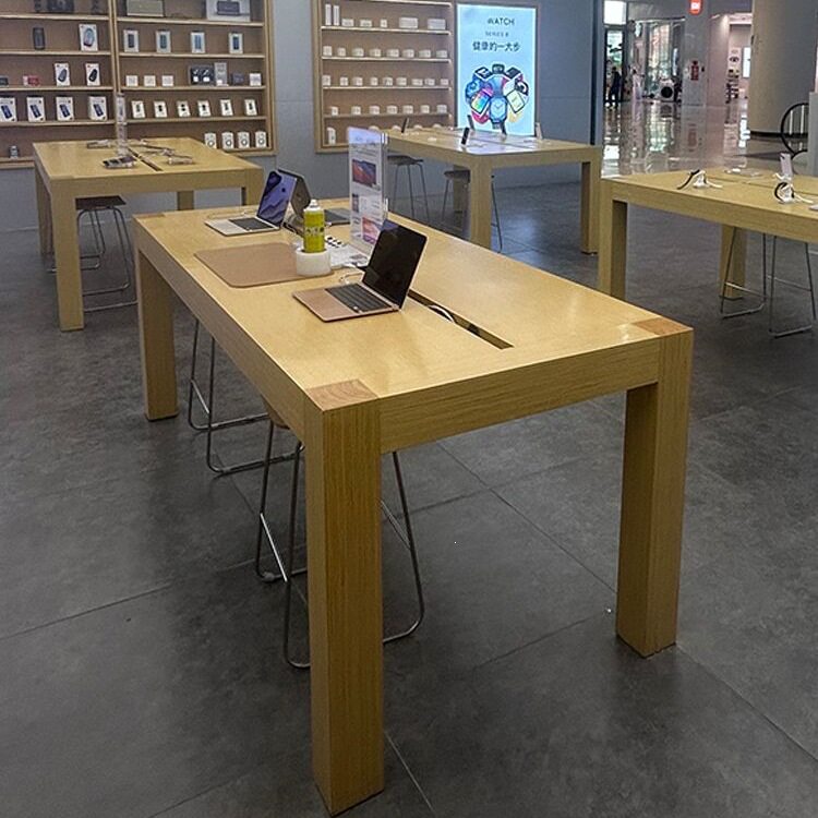 体验配件木纹展示烤漆中岛办公展示柜收银台靠墙手机柜台手机展台