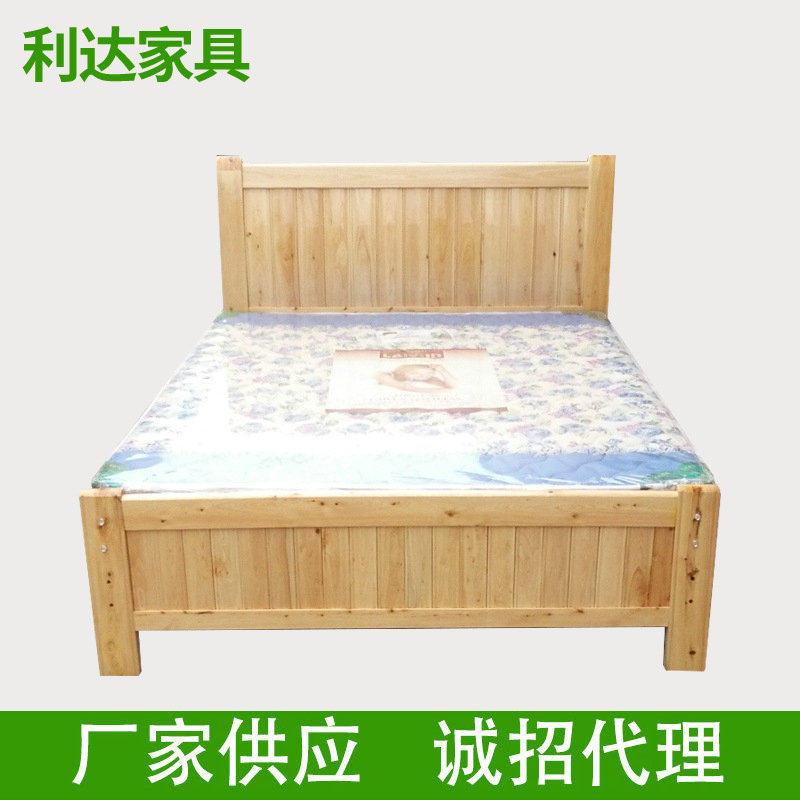 成都新中式柏木床家用简约卧室大弯脚床双人床民宿家具实木床批发