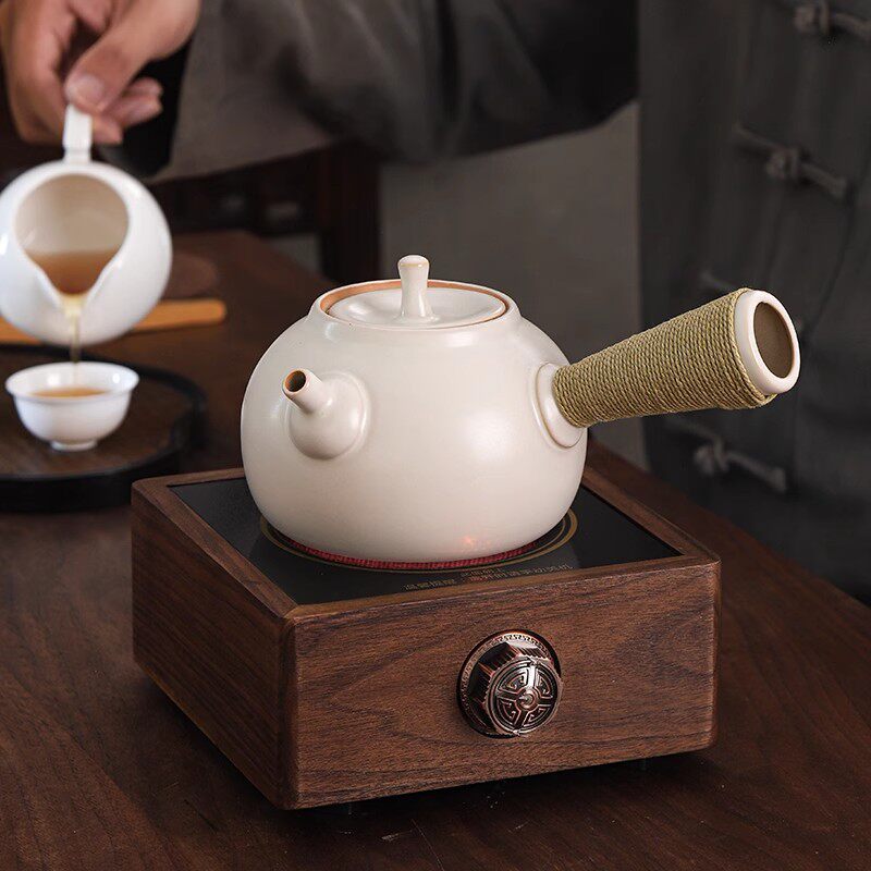 木鱼苏打釉白泥粗陶侧把壶小号陶瓷烧水壶电陶炉急须煮茶泡茶壶