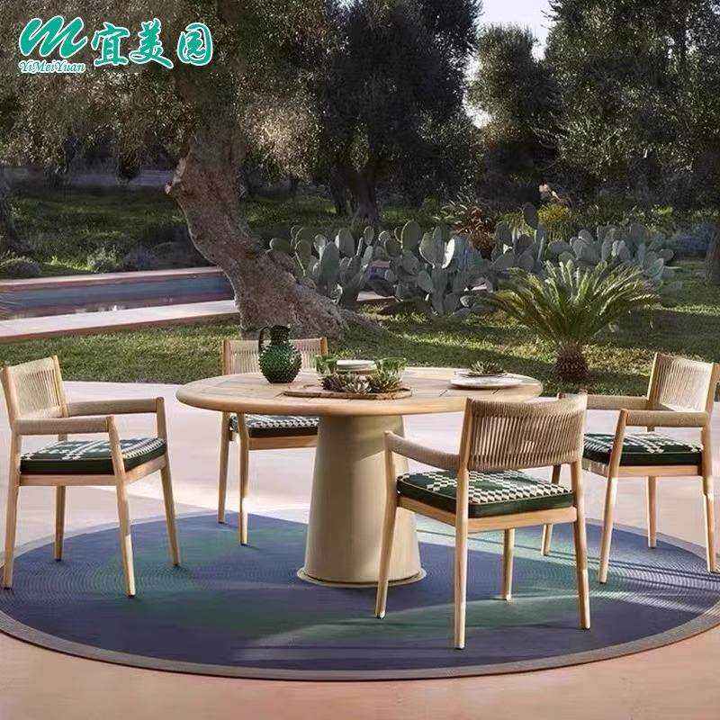 高端户外休闲桌椅柚木设计阳台餐椅庭院露天花园阳光房实木室外