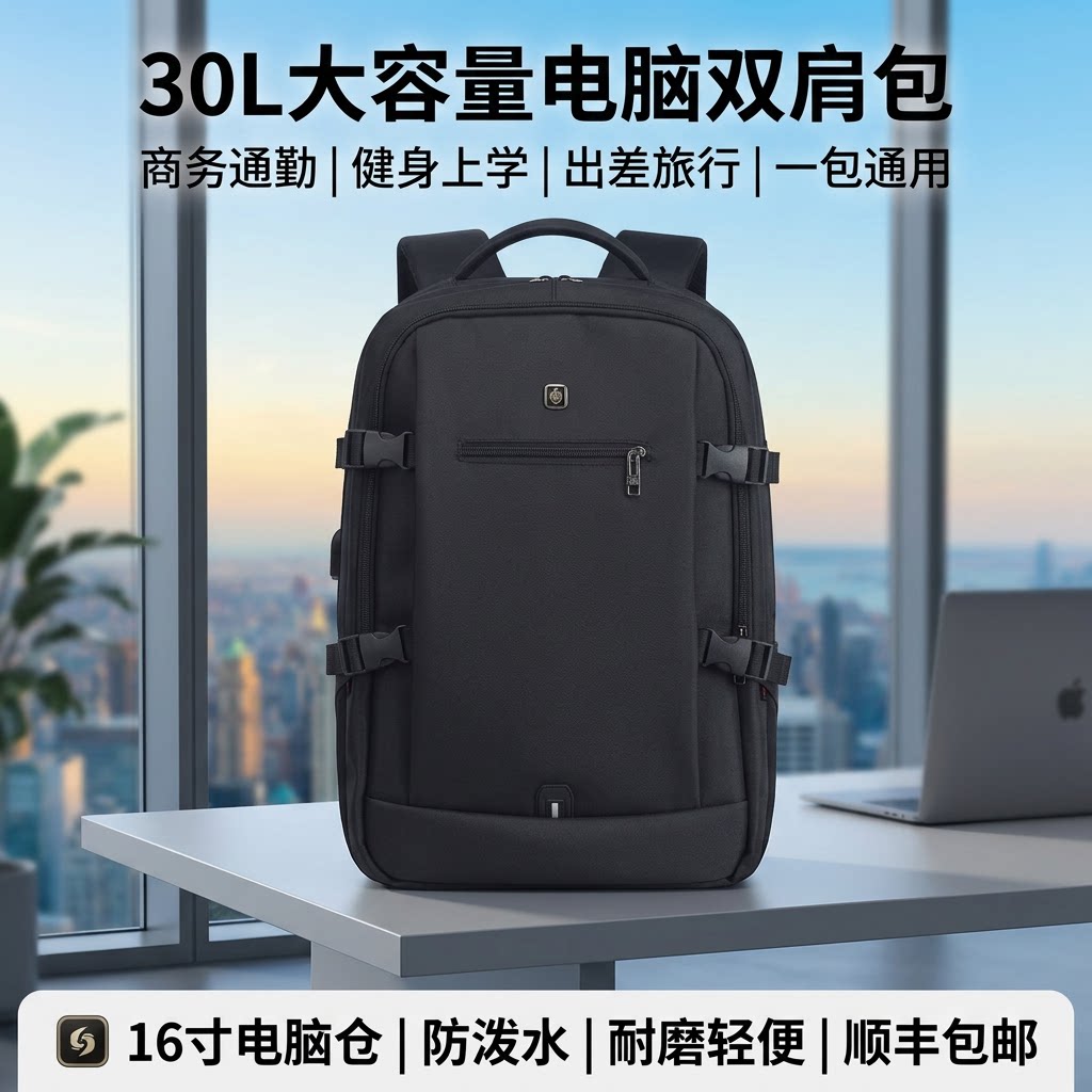商务双肩包男电脑包旅行背包