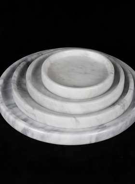 家居饰品装饰品摆件果盘大理石圆盘云雾白海浪花大理石圆盘