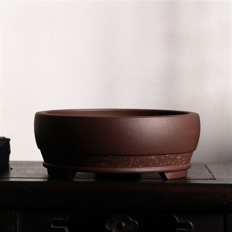 铺砂矮圆精品紫砂花盆朱永南名家松梅黄杨雀梅老桩盆景盆觅陶乡