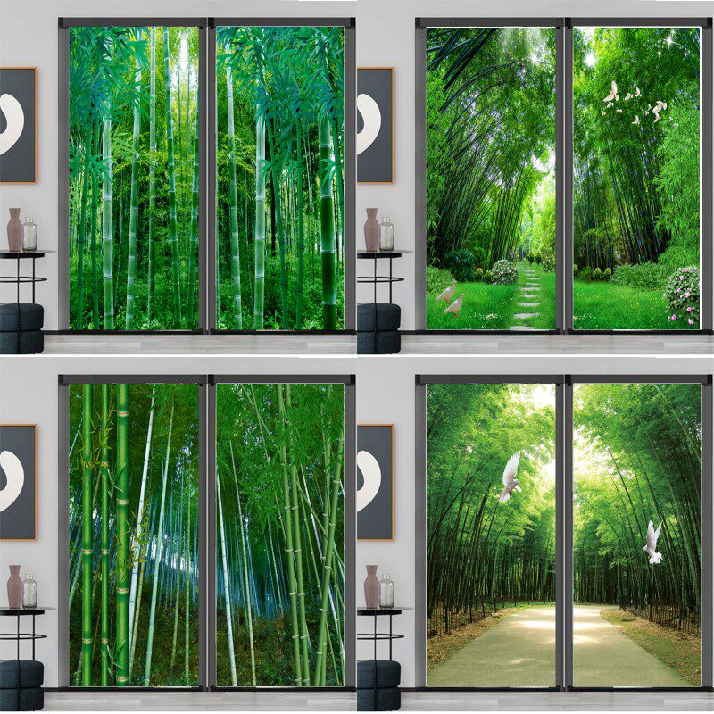 电梯卫生间浴室玻璃整张贴画自粘衣柜木门装饰竹林门贴纸厕所改造,家居饰品,软装墙贴,淘宝优惠券,粉丝福利购,淘宝优惠卷