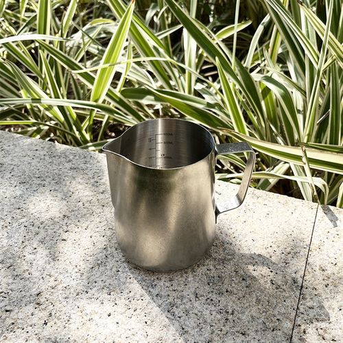 咖啡拉花缸304不锈钢复古做旧雪花灰大容量600ml尖嘴拉花杯带刻度