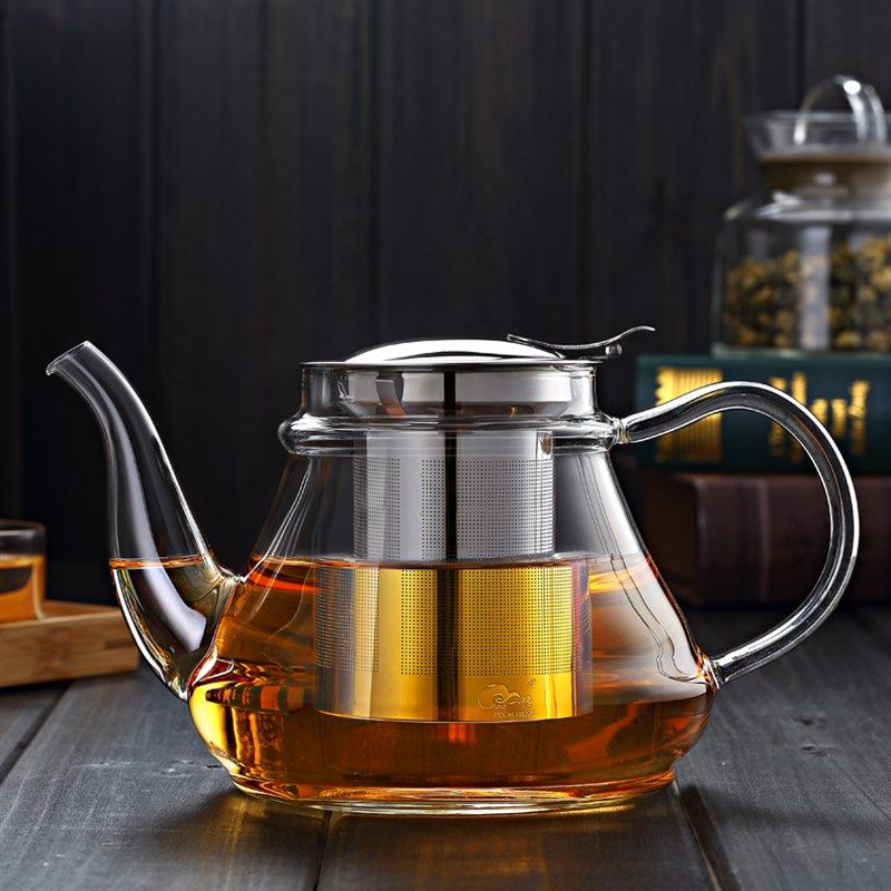 品一恒茶具耐热功夫茶具 透明手工玻璃茶壶养生壶不锈钢内胆