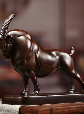 黑檀木雕羊十二生肖羊摆件实木领头羊客厅装饰乔迁开业送礼工艺品