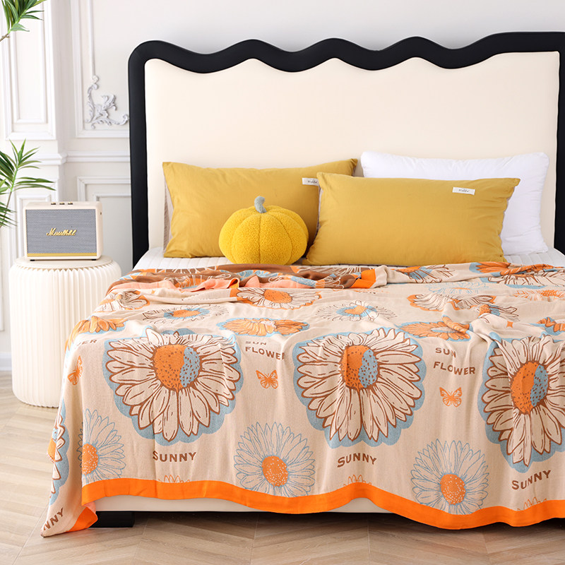 双人纱布盖毯纱布冷感毯夏季薄款毛巾被沙发毯冰丝凉感午睡毯子