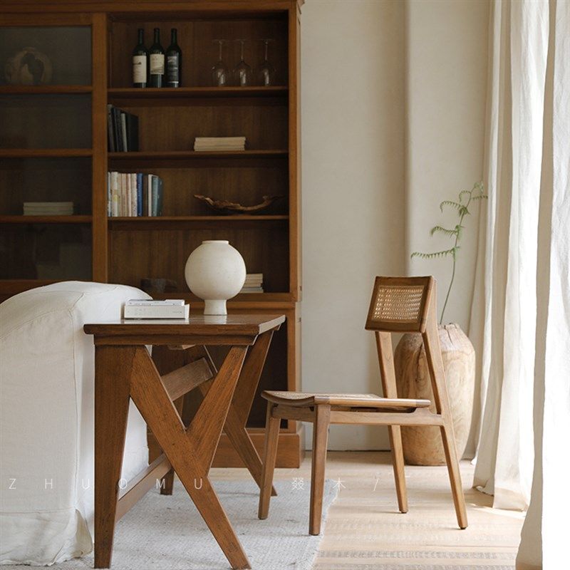 昌迪加尔桌中古风实木书桌家用书房电脑桌办公桌办公桌窄桌长条桌,住宅家具,书桌,淘宝优惠券,粉丝福利购,淘宝优惠卷