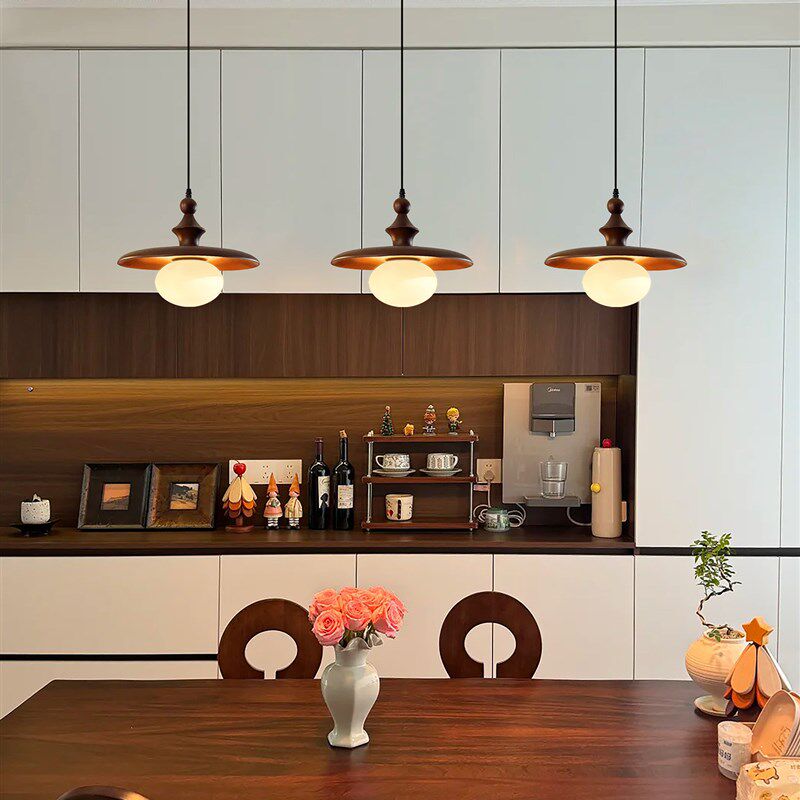 法式覆古餐厅吊灯高级感竹节氛围灯中古侘寂风三头实木饭厅餐桌灯