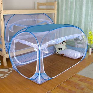 免安装 寝室上铺0.9米下铺1米90cm单人床 蒙古包蚊帐学生宿舍拉链款