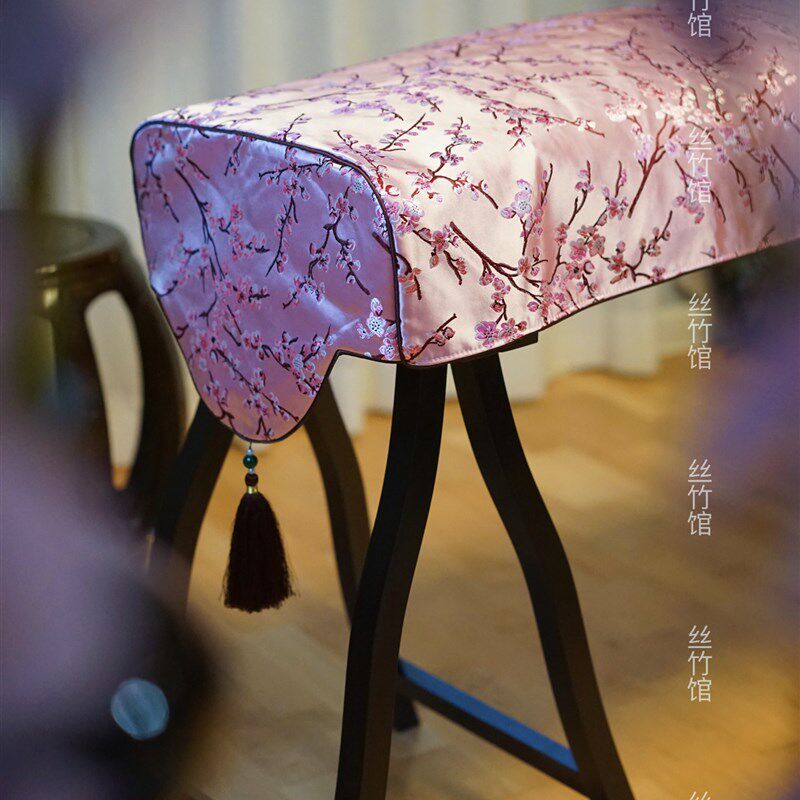 【丝竹馆新品】梅兰竹菊 织锦缎刺绣麂皮绒内衬古筝罩 小筝可定