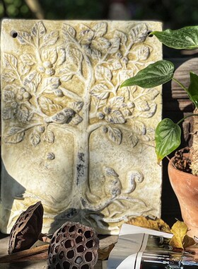 手压红陶做旧普罗旺斯风格大挂画板 花园庭院露台客厅 红陶摆件