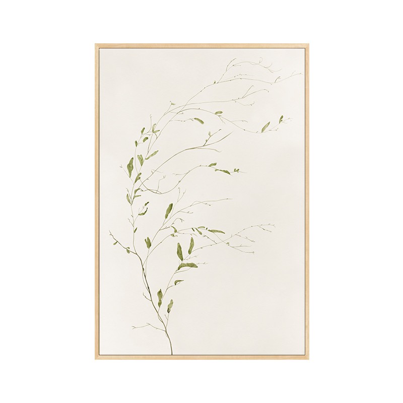 现代极简诧寂风绿植装饰画竖版实木框玄关客厅沙发背景墙大幅挂画