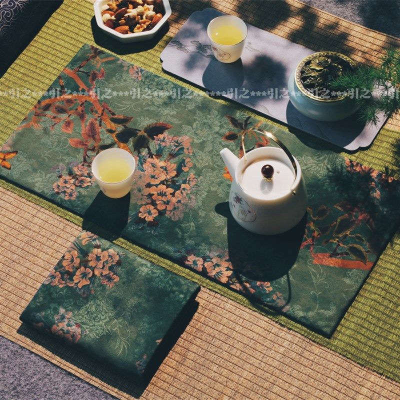 引之复古红云纱茶席茶垫文艺素雅茶道零配桌旗干泡席方茶布小桌垫,居家布艺,茶席,淘宝优惠券,粉丝福利购,淘宝优惠卷