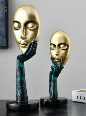 思考抽象人物客厅摆件家居软装饰品卧室办公书房个性欧式面具摆设
