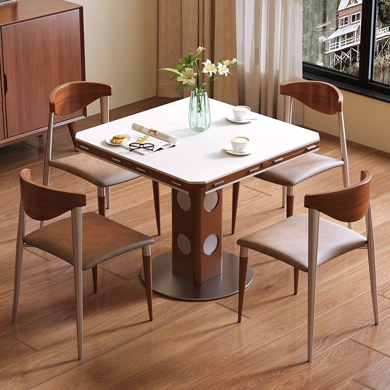 2025新款实木餐桌圆桌家用小户型洽谈桌法式中古风岩板可折叠方桌,住宅家具,岩板餐桌,淘宝优惠券,粉丝福利购,淘宝优惠卷