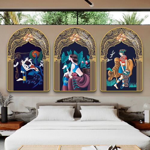 泰式民族风装饰画客厅卧室床头宾馆酒店民宿挂画云南傣族美女壁画
