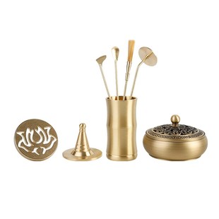 黄铜香道套装用品香灰压香熏炉家用香粉打纂香篆模制香印工具入门