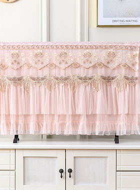 婚庆红色开机不取液晶电视套55平面曲面防尘罩65挂式50寸蕾丝盖布