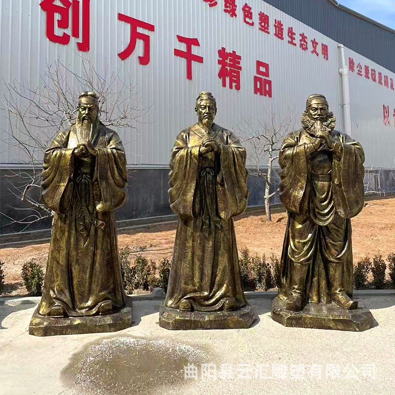 定制玻璃钢三国诸葛亮人物雕塑桃园三结义刘备关羽张飞铜雕像摆件