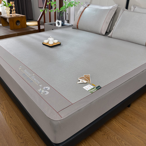 夏季冰丝席床笠款三件套凉感空调软席子冰藤席家用单双人床罩凉席