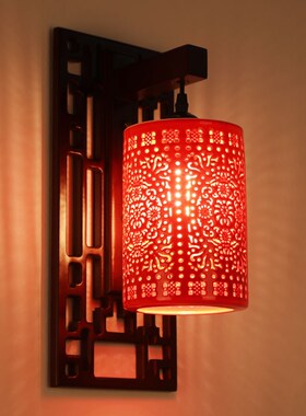 中式壁灯led床头灯过道墙壁灯红色陶瓷灯佛龛神像民宿仿古壁灯