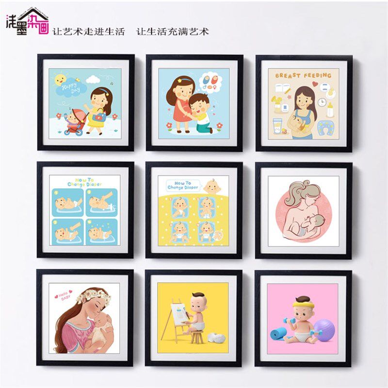 母婴室装饰画月子中心亲子宝宝挂图医院妇产科室母乳喂养宣传画