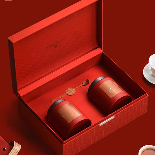 高档茶叶包装盒空礼盒通用红茶绿茶红色茶包装盒子礼盒装空盒定制