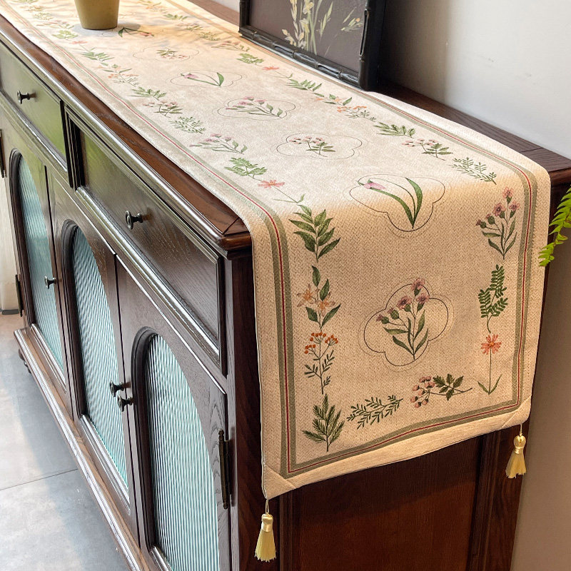 高级感边柜斗柜桌旗餐边柜电视柜餐桌旗布长条桌布田园风盖布定制,居家布艺,桌旗,淘宝优惠券,粉丝福利购,淘宝优惠卷
