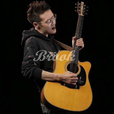 元子弹乐手时代布鲁克吉他V12云杉面单板民谣初学入门40 41寸电箱