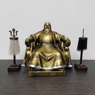 苏鲁锭摆件苏力德成吉思汗坐像装饰品战旗蒙古特色树脂装饰工艺品