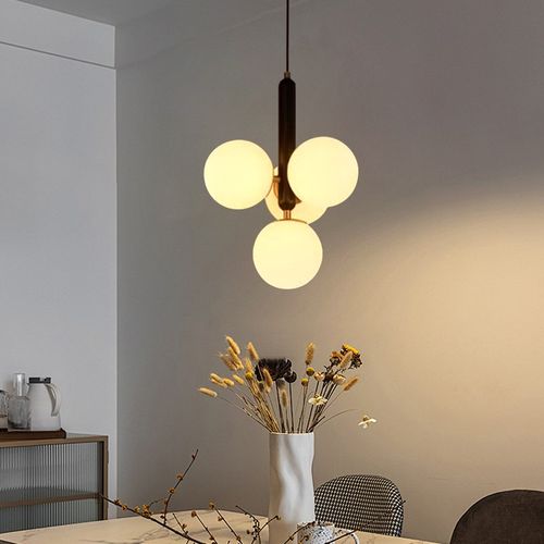 法式中古餐厅吊灯实木复古创意个性吧台灯餐桌玻璃球卧室床头灯