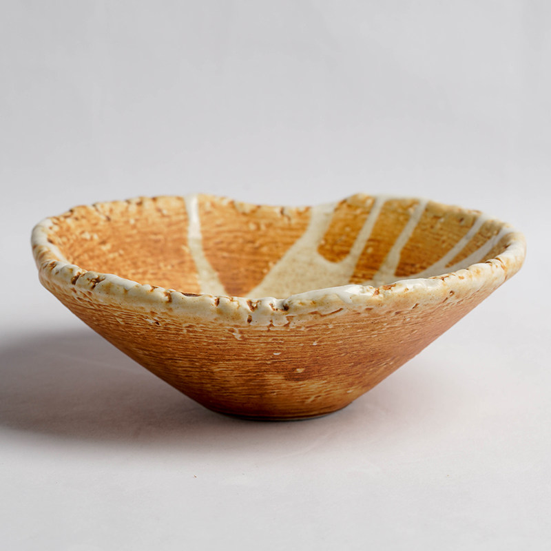 餐厅商用斜口锥形手工复古陶瓷餐具法式汤盘菜盘个性摆盘雷灵盘子