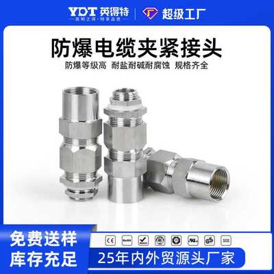 英得特304铠装电缆密封接头防水夹紧格兰头双密封船用防爆填料函