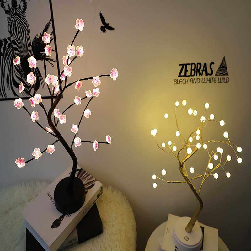 创意台灯usb电池两用梅花铜线星星点点珍珠圣诞树装饰节日台灯led,节庆用品/礼品,装饰灯,淘宝优惠券,粉丝福利购,淘宝优惠卷