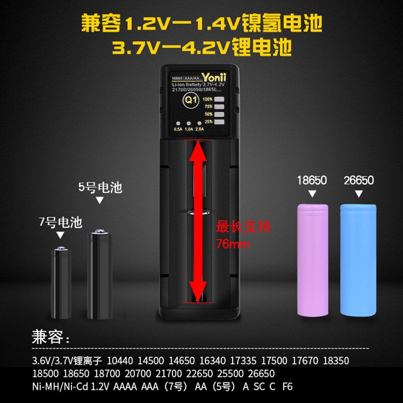 小风扇 头灯手电筒18650锂电池充电器21700智能1.2镍氢5号7号座充