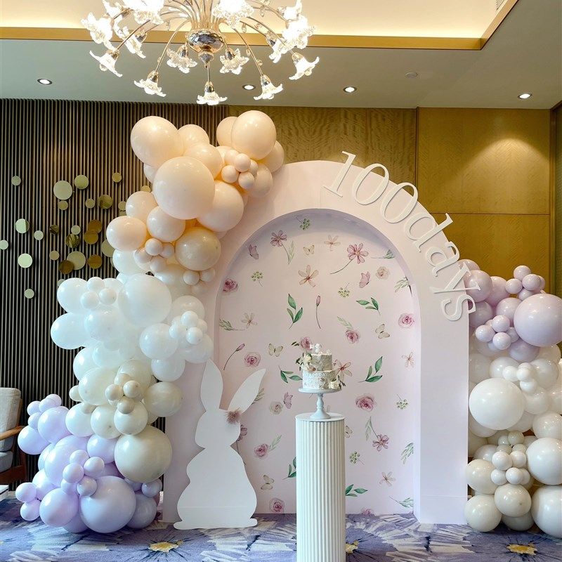 高级感白色印花小场景兔年男女百日宴一周岁生日布置KT板立体拱门,节庆用品/礼品,装扮布置套餐,淘宝优惠券,粉丝福利购,淘宝优惠卷